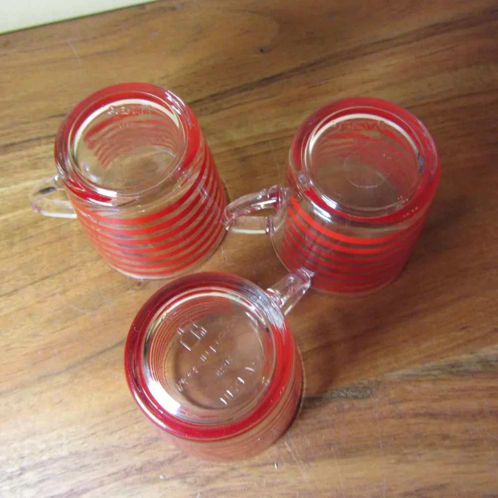 5 oz ikea red stripe espresso glass set of 3 (W3630)